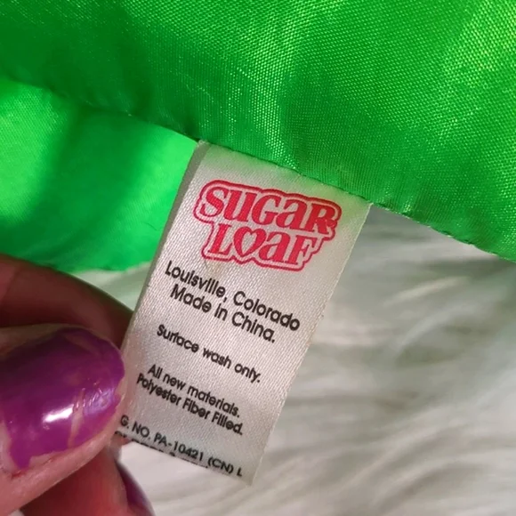 Vtg Y2K Halloween Plush Neon Green Skeleton Ghost Chef Stuffed Animal Sugar Loaf - Picture 12 of 14